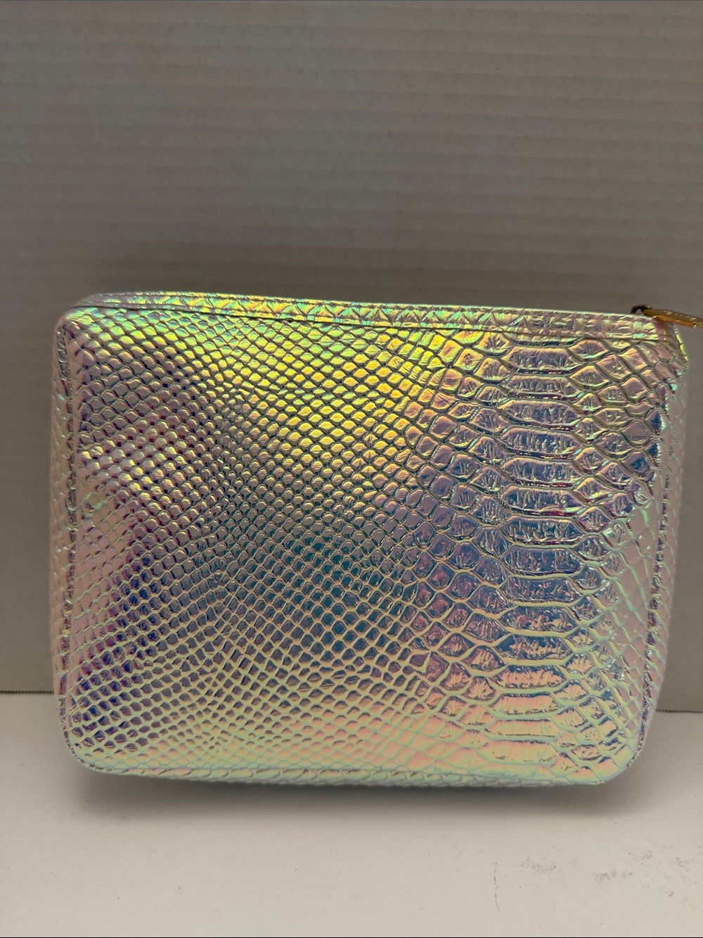 Tarte Iridescent Snake-Texture Cosmetic Pouch - Holographic Pink